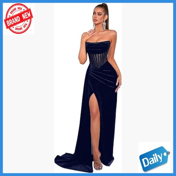 Velvet Off Shoulder Formal Maxi Dress Bodycon Prom Gown